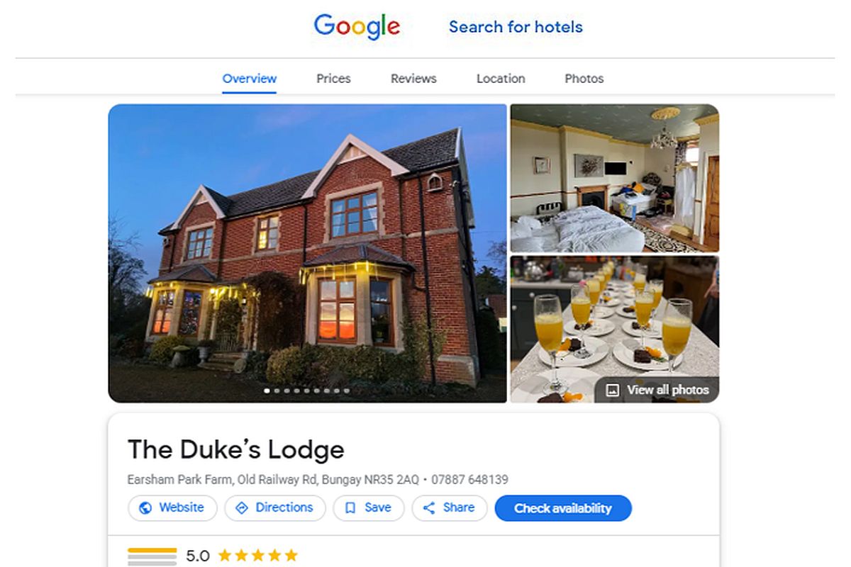 dukes lodge google business page